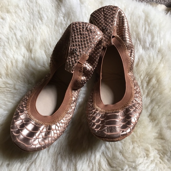 Yosi Samra Shoes - Yosi Samra Gold Snakeskin Foldable Flats